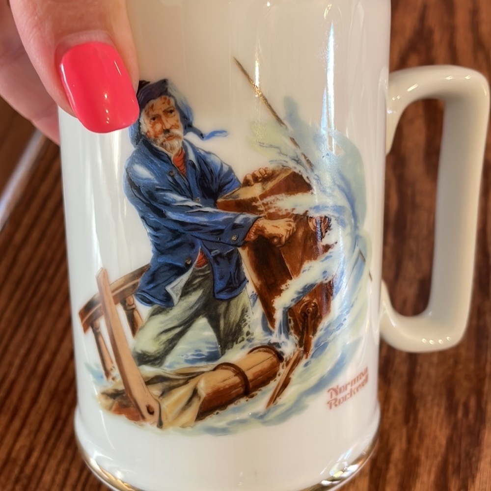 NORMAN ROCKWELL 2 (pair) Mugs. Braving the storm / For a good boy collectibles - Picture 4 of 11